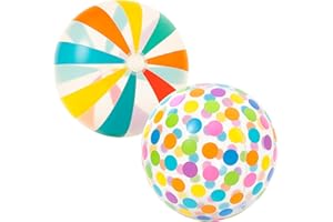 GiftExpress 40" Beach Balls 2 Pack - Polka Dot & Striped Giant Transparent Inflatable Balls for Swimming Pool Party - Summer Outdoor Water Toys & Decorations