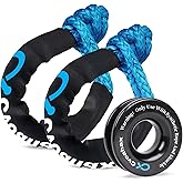Soft Shackle & Recovery Ring Kit, 2PCS Blue Soft Shackle Recovery (56,000lbs Max Breaking Strength) 1/2'' x 22'' with Black Snatch Recovery Ring for ATV UTV SUV Truck Off-Road Vehicle Recovery