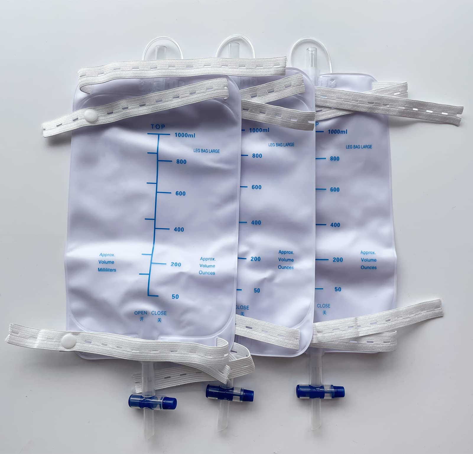 Drainage Bag Leg Bag Urinary Leg Bag Urinary Incontinence Bag with Double Bandage Design & Fast and Easy Draining 32 Oz(1000ml) (10)