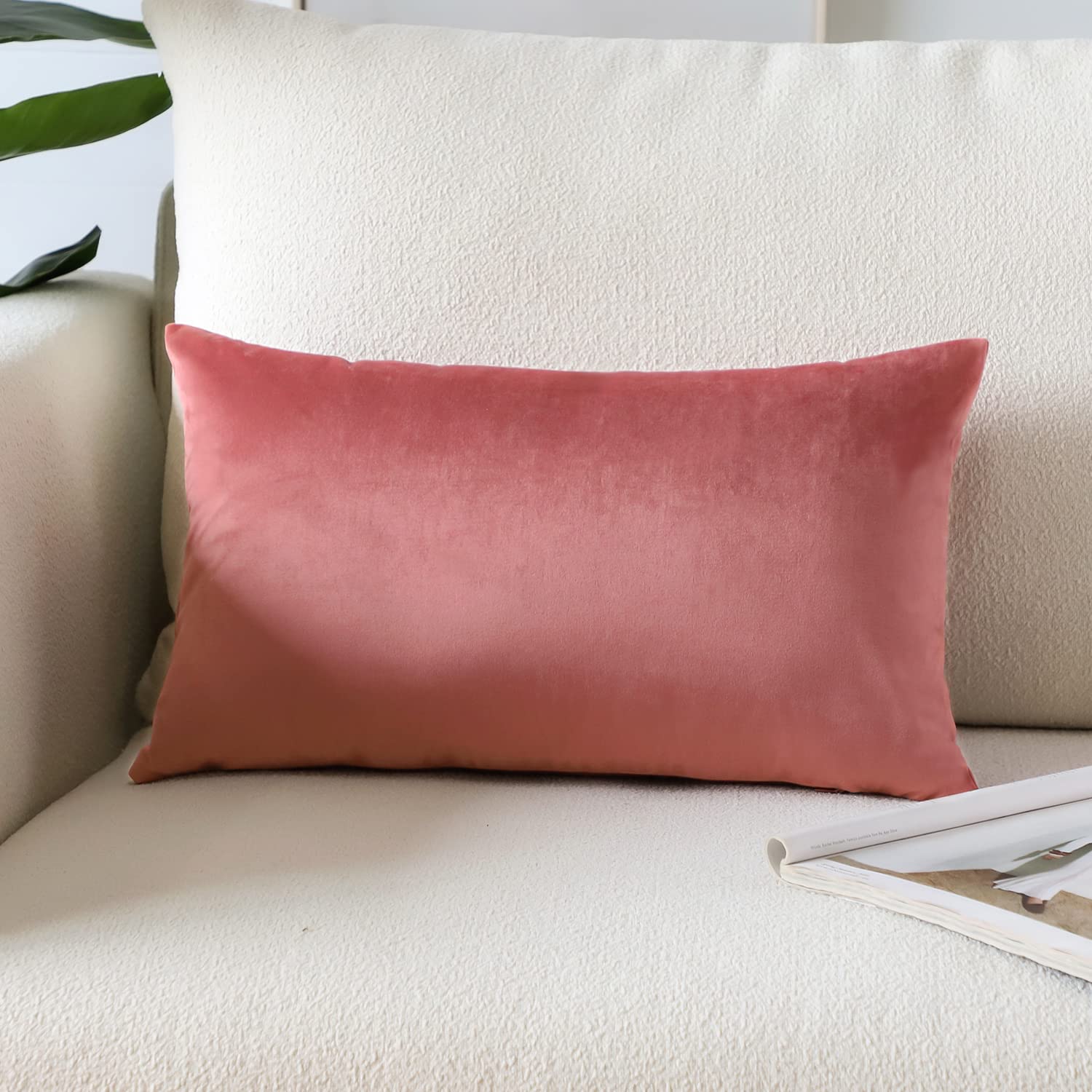 Photo 1 of Artscope Luxury Velvet Pillow Covers Super Soft Decorative Square Throw Pillow Covers Case Cushion Covers for Sofa Couch Bedroom Car Decor 12x20 Inch Jam