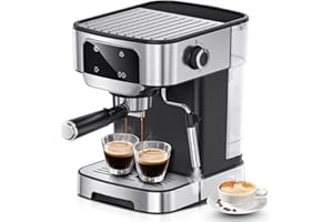 LERTIN Espresso Machine 20 Bar, Professional Espresso Maker with Power Milk Frother，Compact Espresso Coffee Machine With LED Touch Screen for Home Latte, Cappuccino, 61OZ Removable Water Tank 2025