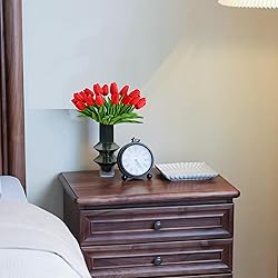 Mandy's Artificial Tulips 20 Stems Red PU Faux