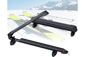 Ski Snowboard Roof Rack with Sliding Extension, Large 36-Inch Universal Ski Rack with Lock for Car Roof Fits Most Types Cross