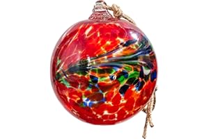LAELVISH GARDEN Oversized 6.9 in Glass Witch Ball - Hand Blown Gazing Balls Hanging for Window Kitchen Tree Glass Globes Christmas Ornaments Multicolor Friendship Balls Gifts for Women Outdoor Garden Decor (Red)