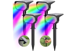 Lytmi Solar Lights Outdoor Waterproof IP65, 28 LED 10 Lighting Modes RGB Lights, 2-in-1 Solar Landscape Spotlights,Wall Lights for Walkway Yard Garden Driveway Patio Pool Tree Decoration [4 Pack,RGBW]