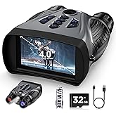 BUSHBINOC Night Vision Goggles, Night Vision Binoculars 4K, 4.0" HD Screen Binoculars, 10X Digital NightVision for Adults, 9 Gear Infrared, 4000mAh Battery Gray with 32GB TF Card