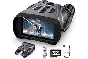 BUSHBINOC Night Vision Goggles, Night Vision Binoculars 4K, 4.0" HD Screen Binoculars, 10X Digital NightVision for Adults, 9 Gear Infrared, 4000mAh Battery Gray with 32GB TF Card