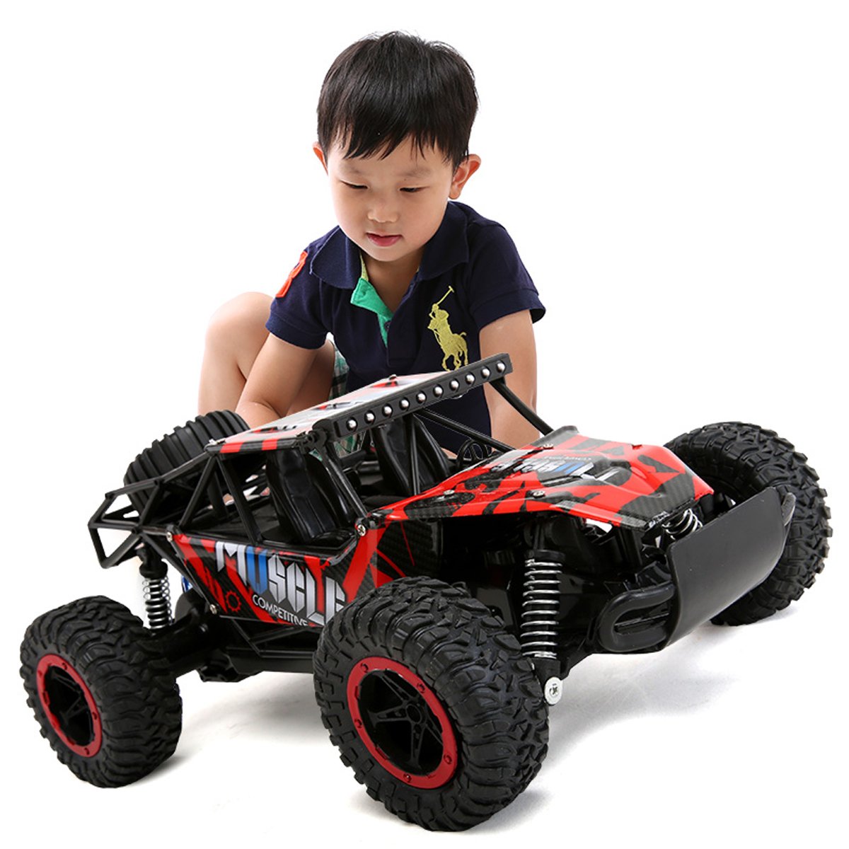 Hugine 1:16 20Km/h High Speed RC Car Off Road Vehicle 2.4G Racing Cars Monster Truck Dune Buggy Independent Suspension Radio Control Cars For Kids Adults Hobby Toys (Red)