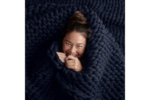 Bearaby Cotton Hand-Knit Weighted Blankets for Adults - Chunky Knit Blanket - Sustainable, Breathable, Organic, Cooling Weighted Blanket - Machine Washable (Midnight Blue, 20 lbs, 45"x72")