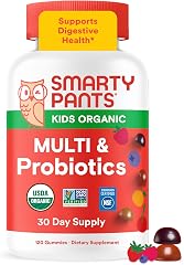 SmartyPants Organic Kids Multivitamin Gummies: Probiotics, Omega 3 (ALA), Beta Carotene, Vitamin B12, B6, A, K & Zinc for Imm
