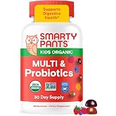 SmartyPants Organic Kids Multi &amp; Probiotic Gummies, Omega 3 ALA, 120 Ct | Vitamin D3, C, Vitamin B12, B6, A, K &amp; Zinc for Immune Support, Biotin, 30 Day Supply