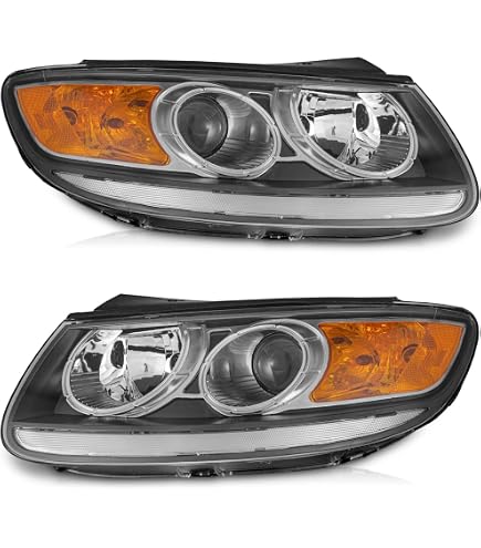 Evan-Fischer Passenger Side Headlight For Hyundai Santa Fe 2003-2006 - Halogen, Direct Replacement With Bulbs