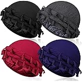 MLTUARG 4 Pieces Satin Lined Turban Silky Head Wraps for Men, Halo Turban Mens Turban Head Scarf for Hair