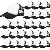 24 Pcs Unisex Mesh Baseball Cap,Sublimation Blank Trucker Hat,Mens Classic Black White Ball Cap for DIY Embroidery Printing