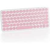 Cloud-W Mini Bluetooth Keyboard, Low Profile Quiet Keys (Pink White) | 78-Key Round Keycaps, Multi-Device Connection for iPad, Tablet, Laptop, PC, Mac