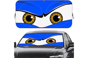 EYGEUFG Car Windshield Sun Shade, Funny Car Eyes Sun Visor, Wear-Resistant Black Tape, Foldable 59‘’x27.5‘’/63''x31.5''