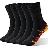 VoJoPi 5 Pairs Thermal Mens Socks, Warm Wool Winter Cozy Cushioned Thick Socks For Work Hiking Casual, Size 7-12