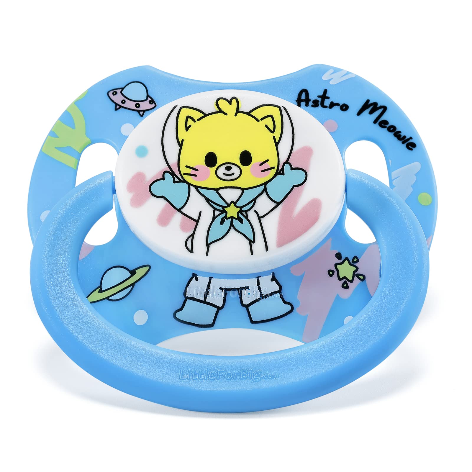LittleForBig Bigshield Generation-II Adult Sized Pacifier Astro Babies Blue Meowie Pattern