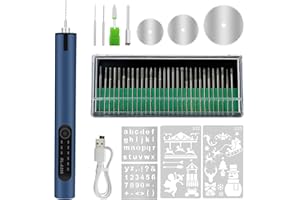 HPEVA Engraving Pen with LED Light,USB Rechargeable Engraver Pen with 35bits,Mini Electric Engraving Machines Etching Pen Cordless Handheld Etcher Engraver Tool for DIY Jewelry Metal Wood Stone Glass (Blue)