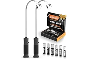 BOMIER Magnetic Grill Lights for Outdoor BBQ, 2 Pack Smoker Accessories, Grilling Gifts for Men Him, Flexible Gooseneck Weather Resistant, Cooking Gadgets for Grill Master Barbecue Enthusiasts