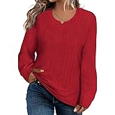 CARCOS Womens Plus Size Tops Fall Cable Knit Sweaters Long Sleeve Shirts Crewneck Lightweight Tunic Tops Winter XL-5XL