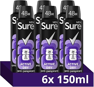 Sure Men Active Dry Antiperspirant Body Spray 150ml 48hr Protection MotionSense