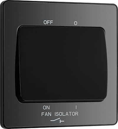 BG Electrical Evolve Triple Pole Fan Isolator Switch, Black Chrome Finish