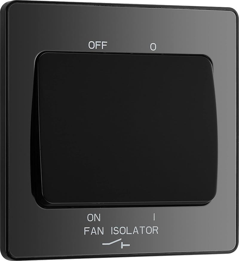 BG Electrical Evolve Triple Pole Fan Isolator Switch, Black Chrome Finish