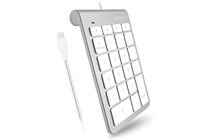 Macally Wired USB C Number Pad Keyboard - Type C Numeric Keypad for Laptop, Apple Mac iMac MacBook Pro/Air, iPad, Windows PC, or Desktop Computer - 10 Key USB Keypad Numpad with 5 Foot Cable