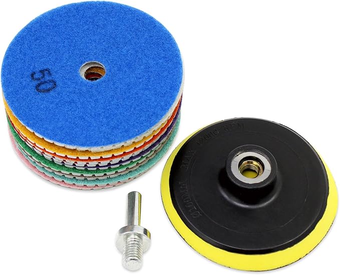 Aussel Diamond Polishing Pad 4 Inch Wet Polishing Wheel Set for Granite