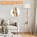 OUTON Solid Wooden Tripod Floor Lamp with Remote, Dimmable & 4 Color Temp view 6