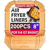200pcs Air Fryer Liners Disposable, Air Fryer Liners, 8.7" Square Parchment Disposable Paper Liner for Air Fryer, Parchment Paper, Baking, Roasting and Microwave