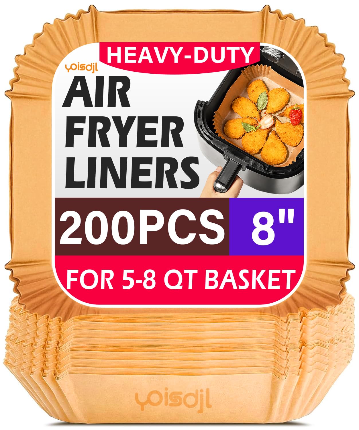 Photo 1 of 200pcs Air Fryer Liners Disposable, Air Fryer Liners, 8.7" Square Parchment Disposable Paper Liner for Air Fryer, Parchment Paper, Baking, Roasting and Microwave, Non-Stick liner Accessories