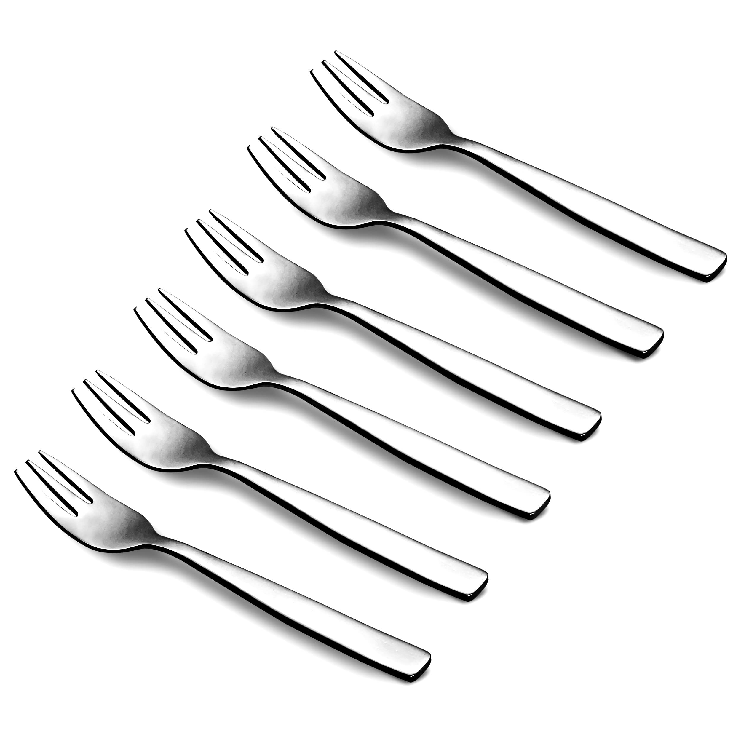 CAMRI Mini Cake Fork for Dessert, Pastry, Fruit & Salad, Stainless Steel Small Forks Pack of 6, 5.4 Inch, Cutlery Starter Forks for Home Kitchen & Restaurant (C4 – Set of 6)