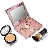 LAURA GELLER NEW YORK Baked Starter Kit - Full Coverage: Double Take Powder Foundation + Best of the Best Face Palette + Retractable Angled Kabuki Brush (04 Medium)