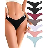 FINETOO 7 Pack Womens Thongs Underwear Cotton Breathable Low Rise Hipster Panties Sexy S-XL