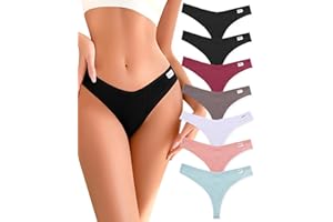 FINETOO 7 Pack Womens Thongs Underwear Cotton Breathable Low Rise Hipster Panties Sexy S-XL