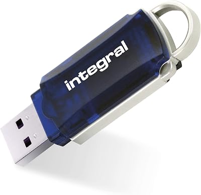 Integral 8GB USB Memory 2.0 Flash Drive Courier Blue Keyring Cap