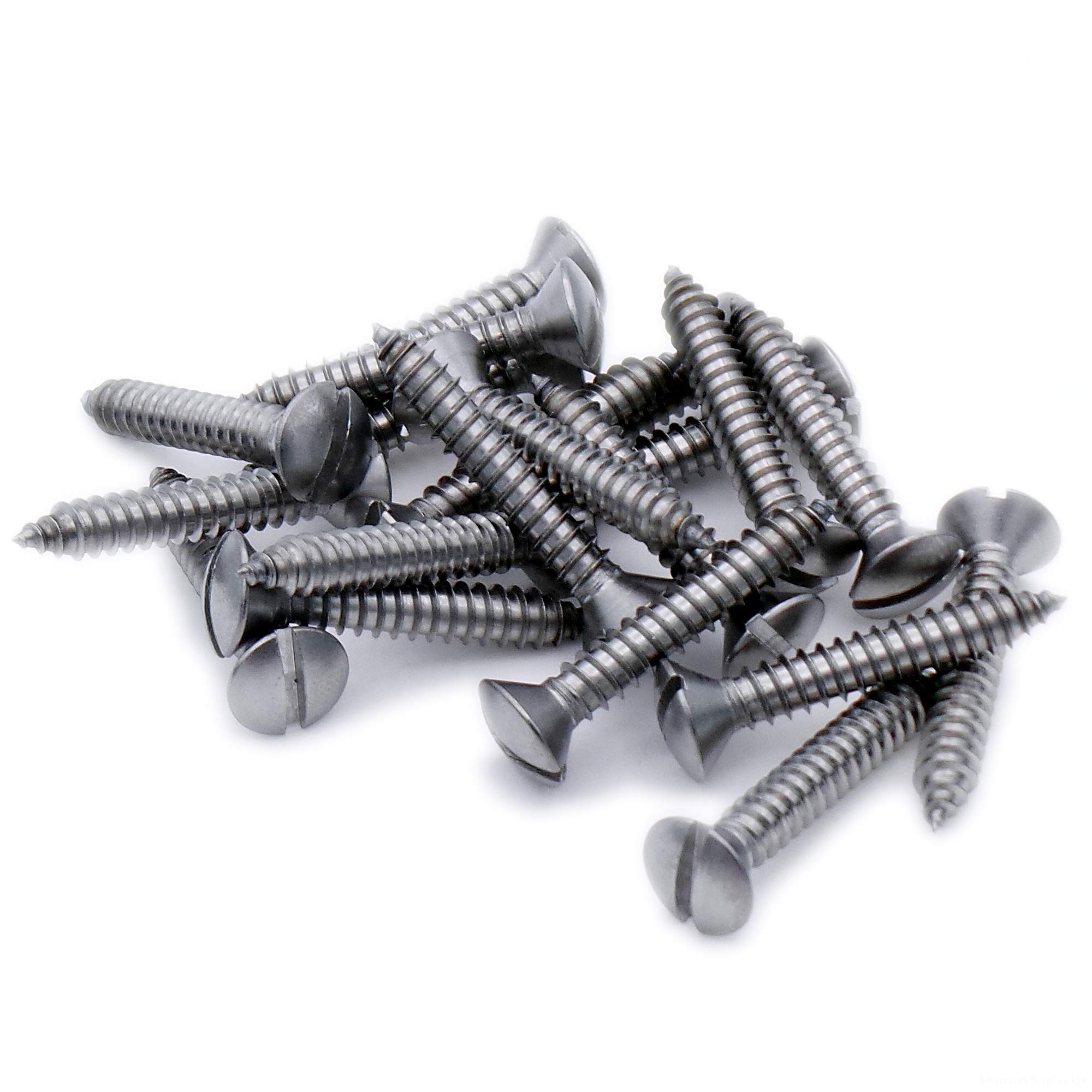 No.7 x 0.375 (3.9mm x 9.5mm) Slot Raised Countersunk Self-Tapping Screw - Stainless Steel (A2) (Pack of 20)