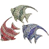 Abaodam Diamond Tropical Fish Brooch Pin for Women Men Creative Miniature Fish Rhinestone Lapel Pin Decorative Accessory for Bags Jackets Sweaters Unique Gift for Tropical Party