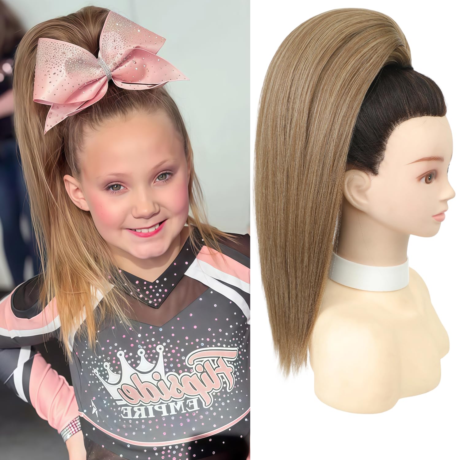 Photo 1 of Cheer Ponytail Hairpiece All Star Cheer Hair Straight Posh Pony for Cheerleader Competition 200% density, Full and Soft Hair,Ash Blonde