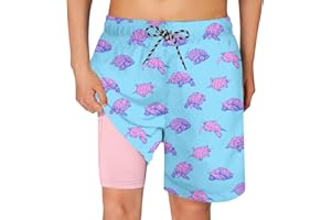 Cozople Boys Swim Trunks Compression Liner Swim Shorts Quick Dry Bathing Suit with Boxer Brief Swimwear 2-20T