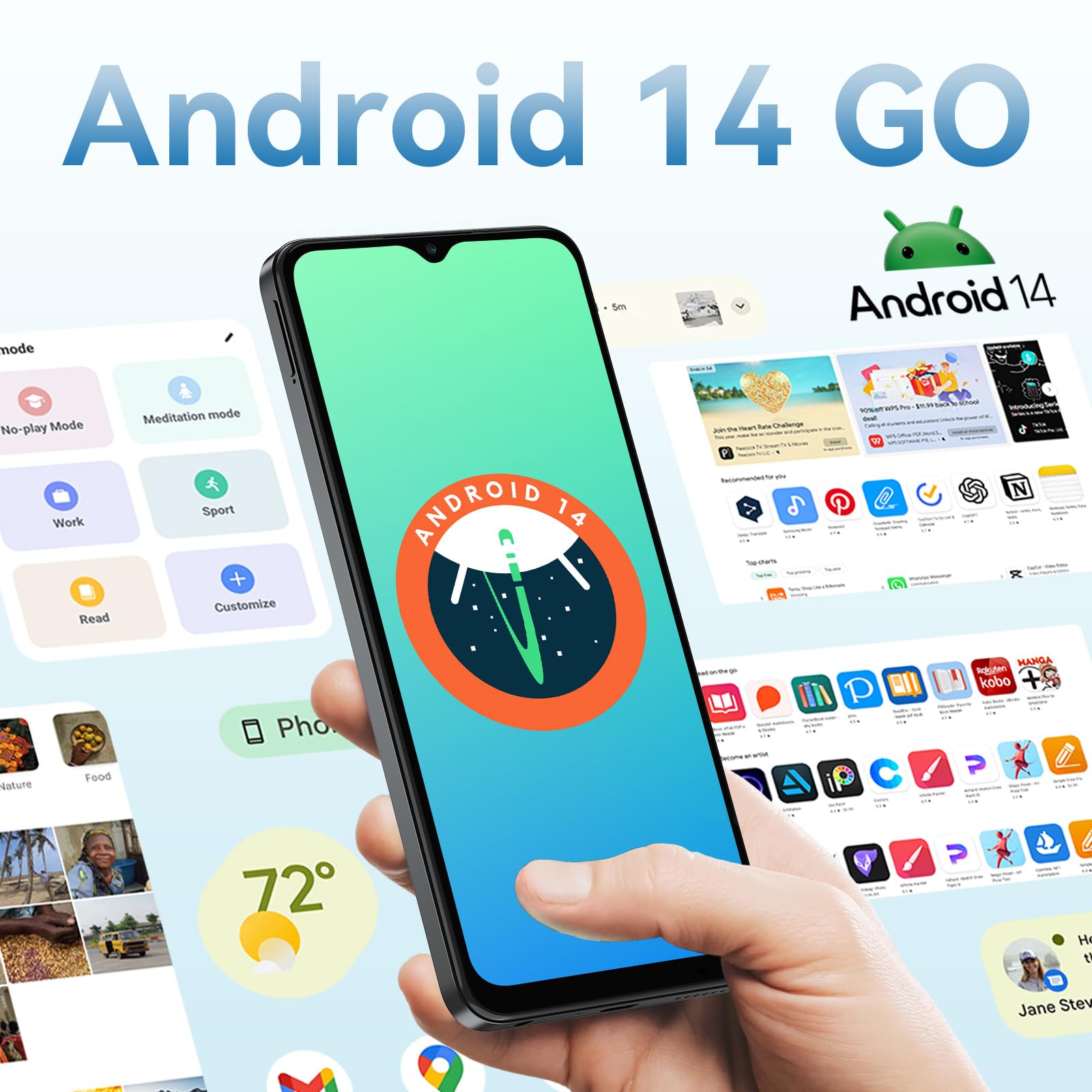 OSCAL Mobile Phones, Flat 2C Android 14 Phone (2025 Second Generation), 6(2+4) GB +64GB/2TB Octa Core Cheap Android Phone, 6.56Inch, 5000mAh Dual SIM Unlocked, 13MP Main Camera, 4G, FaceID/GPS, Black