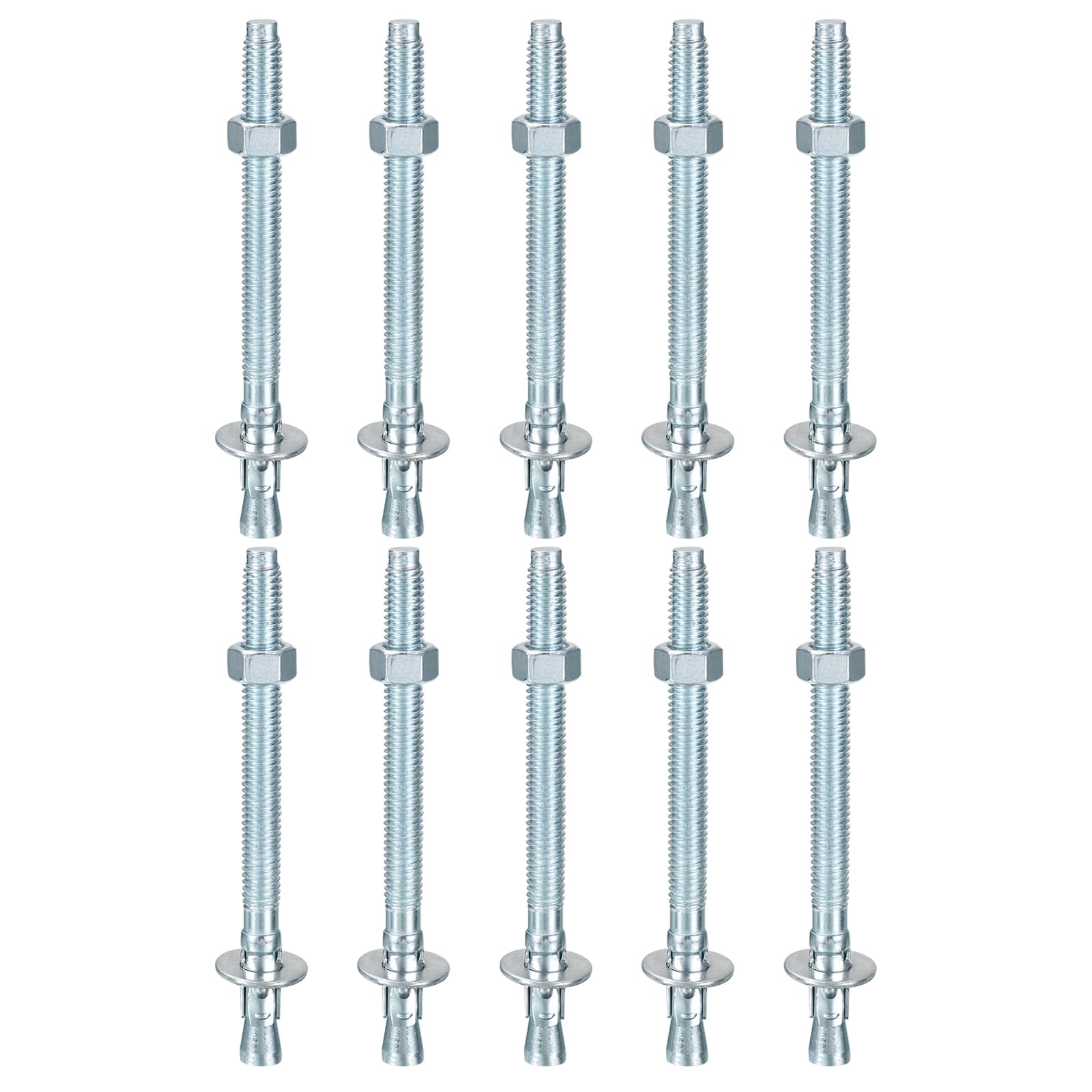 DTGN 3/8" x 5" Wedge Anchors - 10Pack - Good for Cement and Concrete Wall - Carbon Steel Zinc Plated Screw Bolt Nut Expansion Tube Fasteners