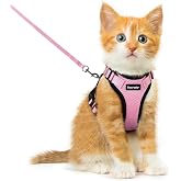 Dooradar Cat Harness and Leash Set, Adjustable and Escape Proof, XXS | Easy Fit, Snap Buckles, Soft Breathable Vest, Sturdy Clip, Reflective Strips, for Kittens &amp; Small Cat Walks, Pink