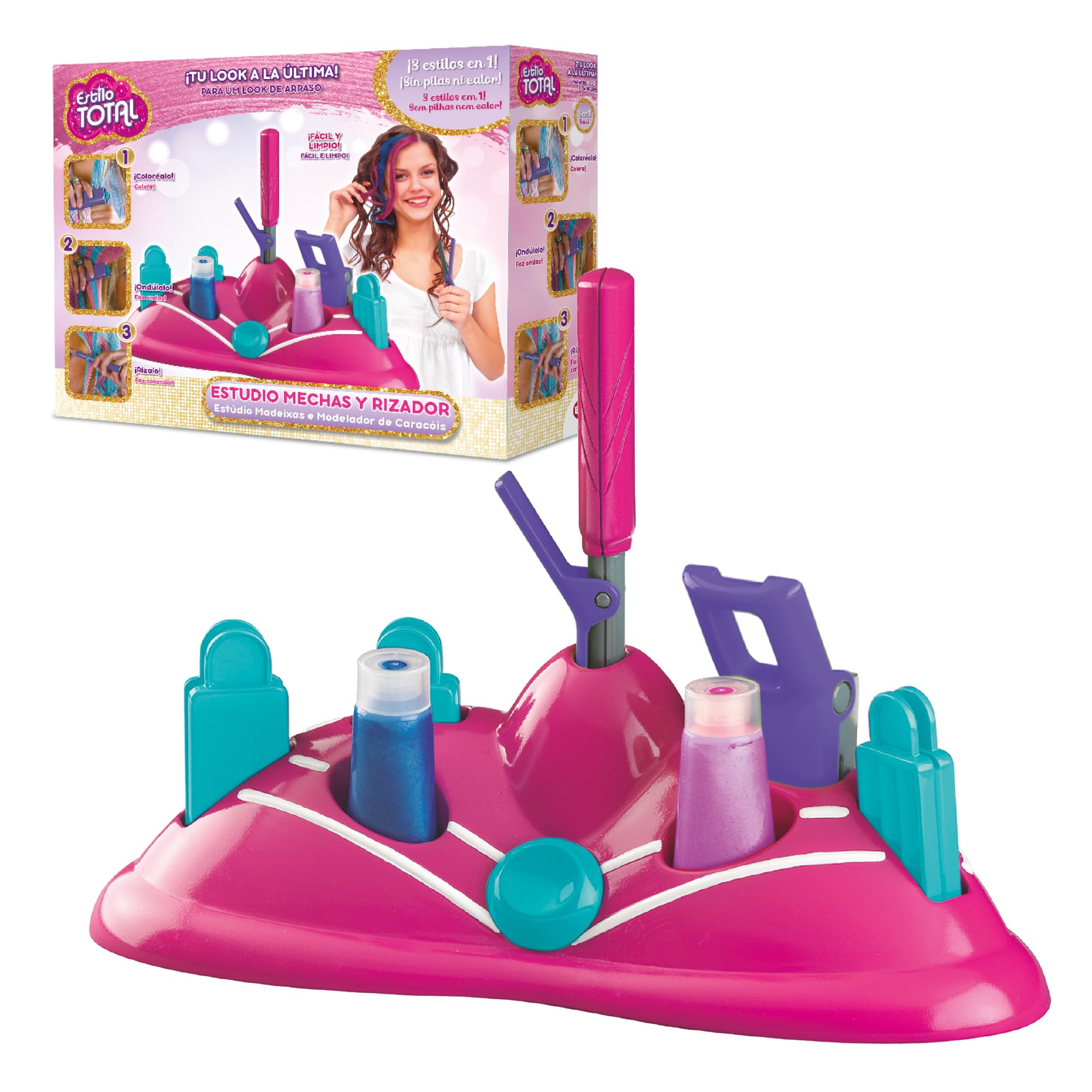 BIZAK 35005027 Estudio Mechas Y Rizador New estilo total Study Wicks and Curler, Multicoloured, Sin Talla