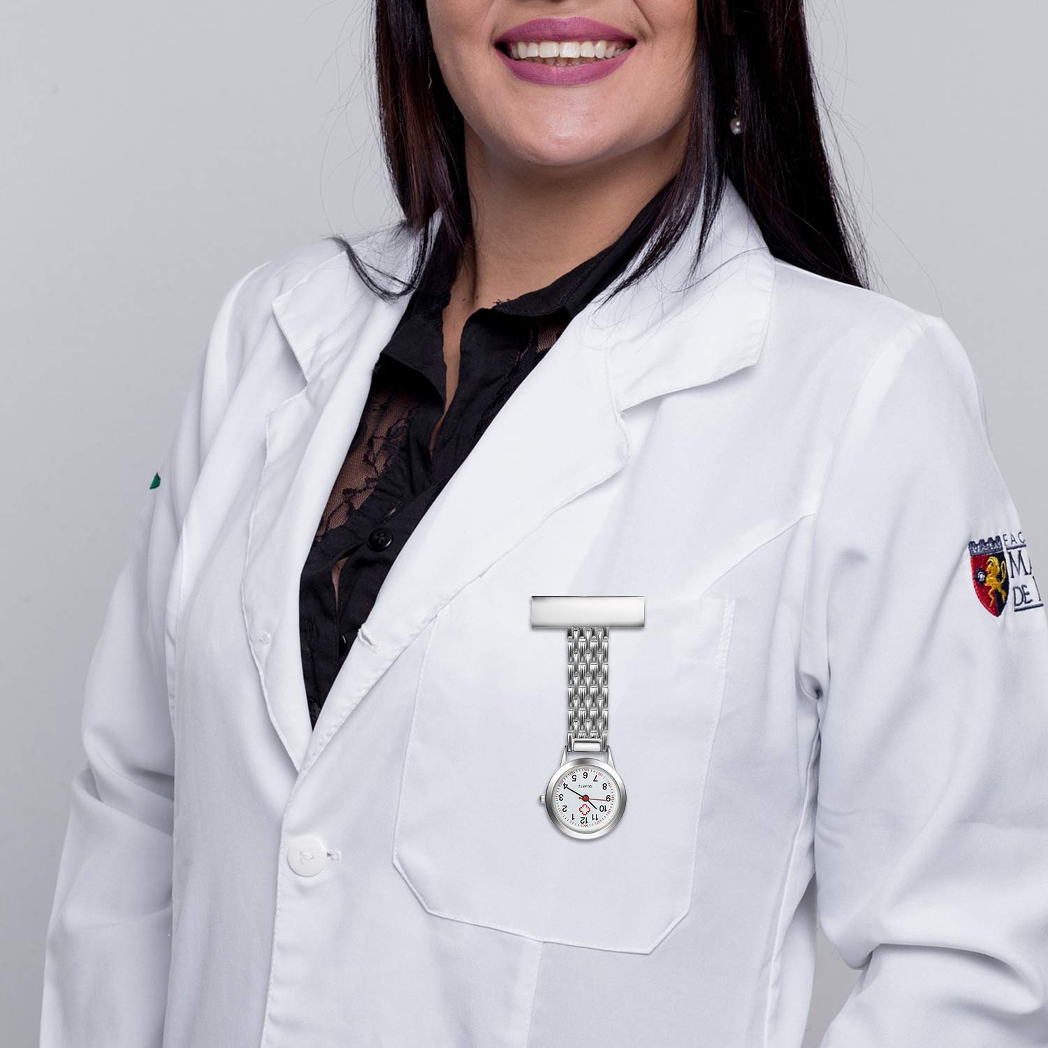 Nurse Watch with Second Hand for Women and Men 1-5 Pack Simple Classic Nurses Doctors Paramedic Tunic Lapel Pin-on Brooch Quartz Fob Watch Large Arabic Numeral Mark