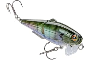 Strike King (HCWS2-822) Wake Shad Fishing Lure, Single Jointed Swimming Topwater Wakebait, 1-Ounce, Size 2 Treble Hooks, The Real Gill