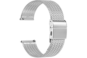 WOCCI Elite Metal Watch Band for Women and Men, Mesh Woven, 316L Stainless Steel, Quick Release, Fold Clasp, Strap Width 14mm 16mm 18mm 20mm 22mm