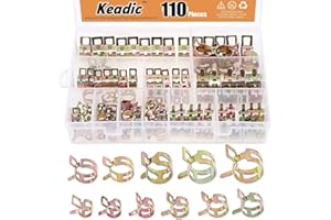 Keadic 110Pcs [ 11 SIZE ] 7mm to 17mm Spring Hose Clamp Vacuum Clamp Spring Band Type Clamps Action Fuel/Silicone Vacuum Hose